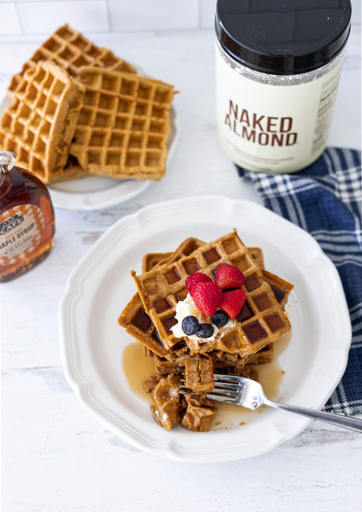 servfromscratch's tweet card. These pumpkin-almond waffles with protein are the perfect way to start any day! Each waffle is fluffy, full of flavor, and packs 8 grams of protein, thanks to Naked Almond Flour!