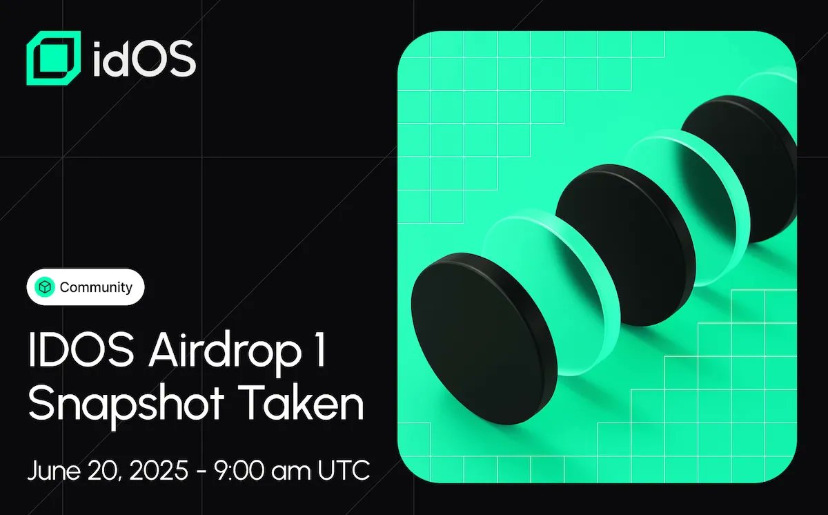 idOS_network's tweet card. idOS Airdrop 1 Snapshot Taken