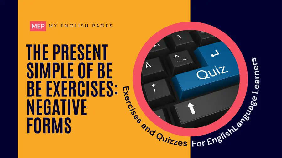 MyEnglishPages's tweet card. Improve your grammar with to be in the present simple negative exercises. Gap-fill, dialogues, and correction tasks included, with a full answer key.