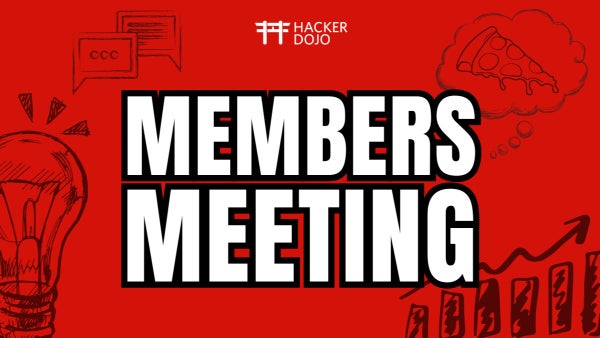 hackerdojo's tweet card. Hacker Dojo Members Meeting – April 24 at 1 PM Join us for the Hacker Dojo Members Meeting, where we provide important updates, answer questions, and create space for memb