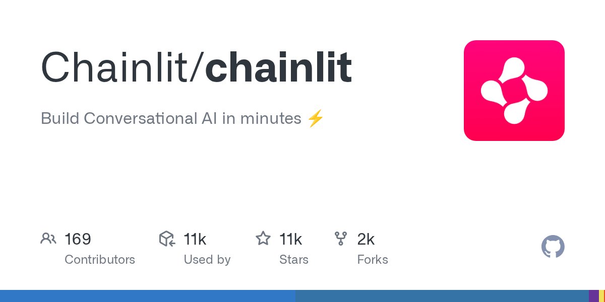 twill_ai's tweet card. Build Conversational AI in minutes ⚡️. Contribute to Chainlit/chainlit development by creating an account on GitHub.