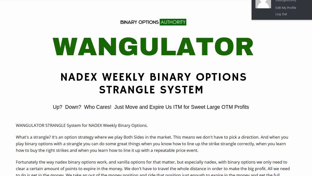 BinaryOptionX's tweet card. WANGULATOR STRANGLE System for NADEX Weekly Binary Options Review and...