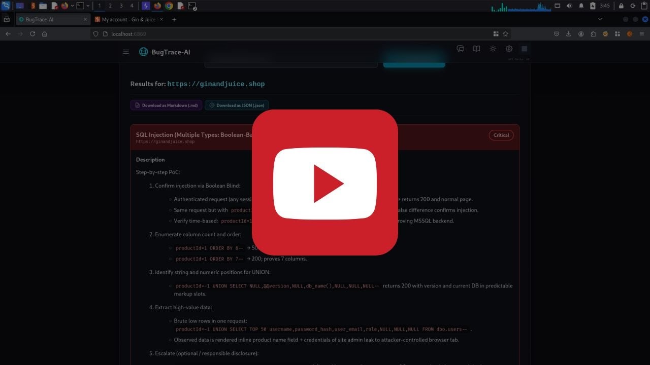 yz9yt's tweet card. BugTrace-AI, tu asistente de Bug Bounty.