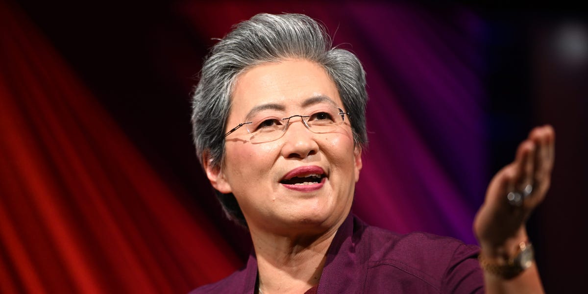 TechInsider's tweet card. Lisa Su has overseen a 7,000% rise in AMD shares as CEO, yet she has less than 1% of Nvidia CEO Jensen Huang's wealth.