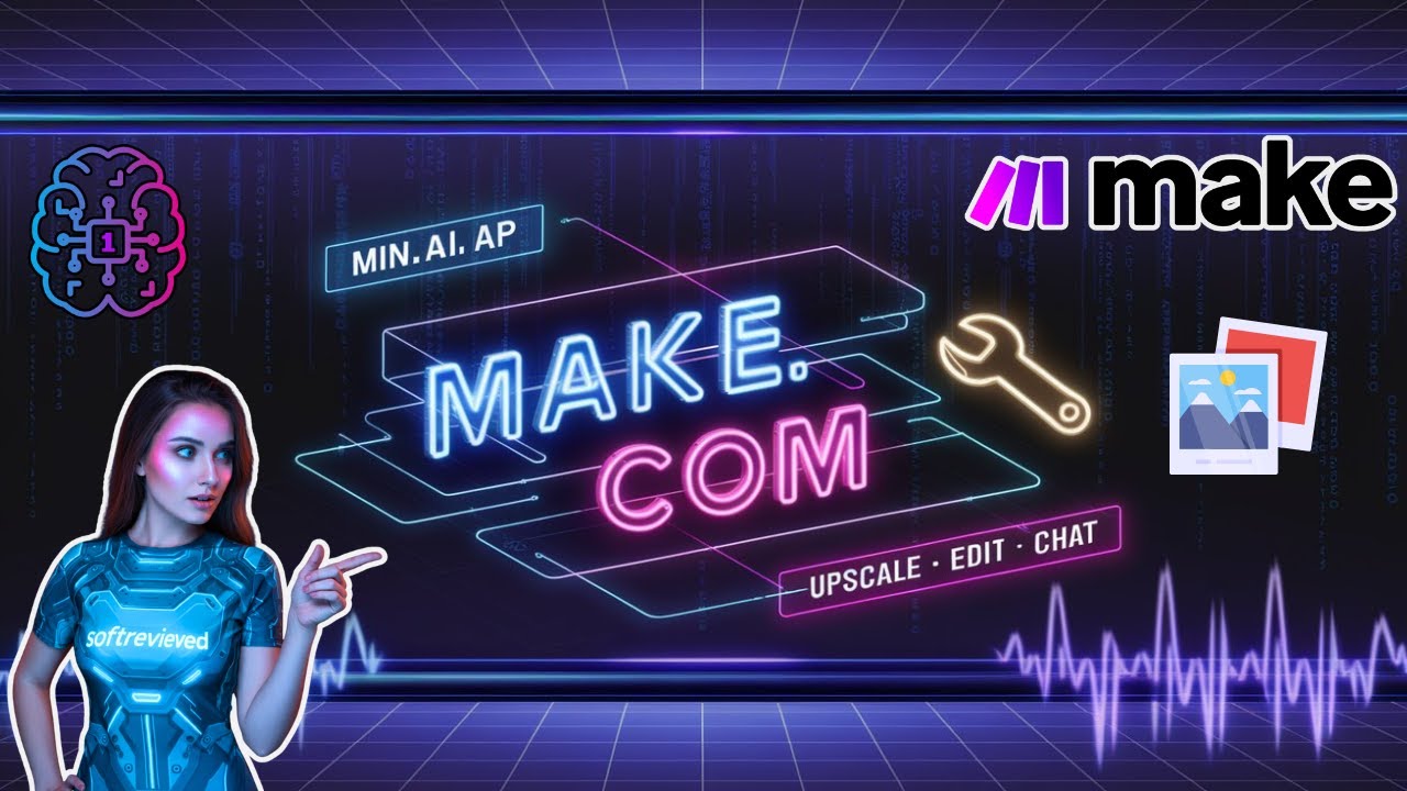 softreviewed's tweet card. 🖼️ How I Use 1min AI API with Make.com to Upscale, Edit & Chat with...