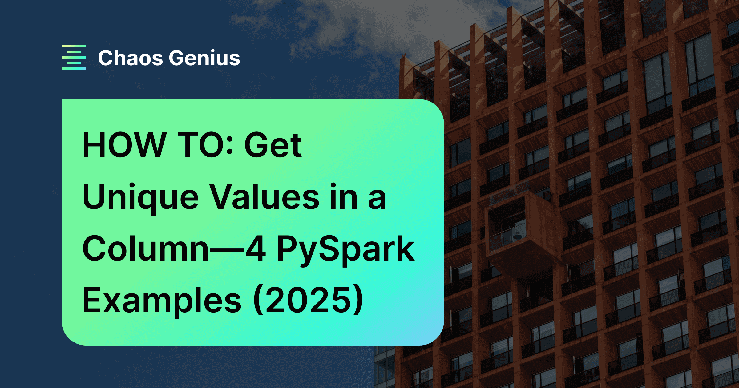 ChaosGenius's tweet card. Extract unique values in a column using PySpark. Learn techniques with PySpark distinct, dropDuplicates, groupBy with count, and other methods.