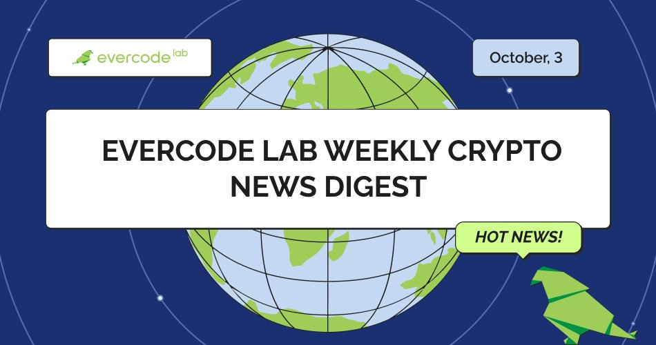 evercodelab's tweet card. Explore weekly crypto news: Samsung x Coinbase, Bitcoin $200K forecast, DeFi boom, Visa & stablecoins, SWIFT & Chainlink blockchain.