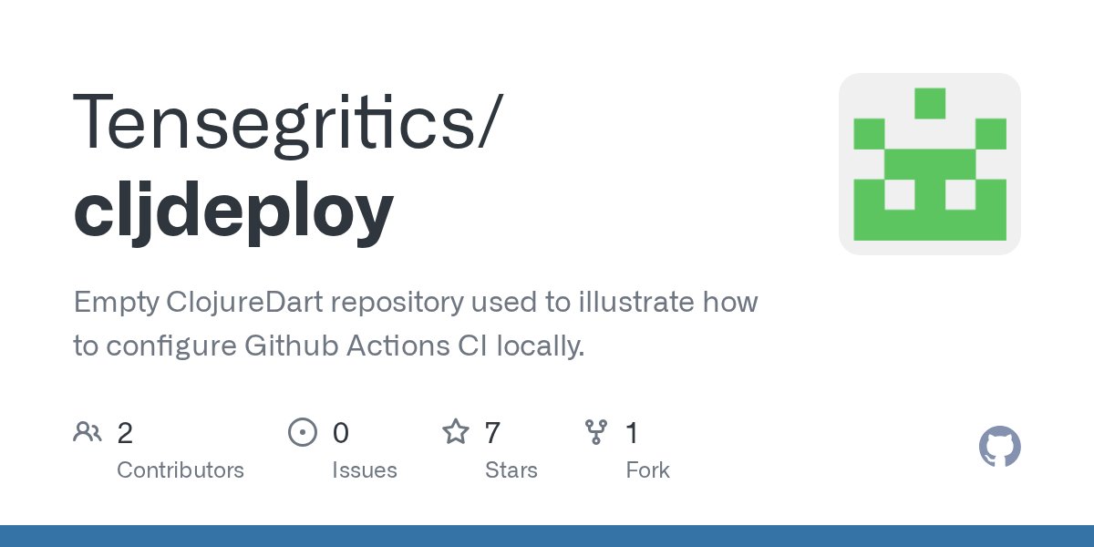 BaptisteDupuch's tweet card. Empty ClojureDart repository used to illustrate how to configure Github Actions CI locally. - Tensegritics/cljdeploy