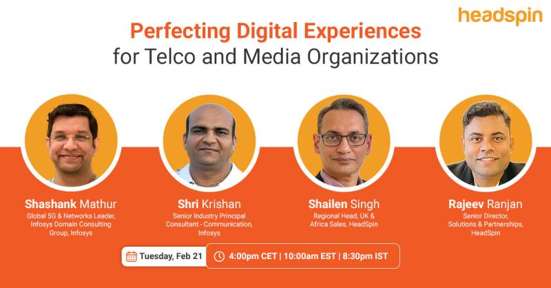 gauravmathurtec's tweet card. Is it challenging for your company to deliver optimal user experiences amidst the widespread media consumption today? Register now to join the HeadSpin - Infosys webinar: 'Perfecting Digital Experi...