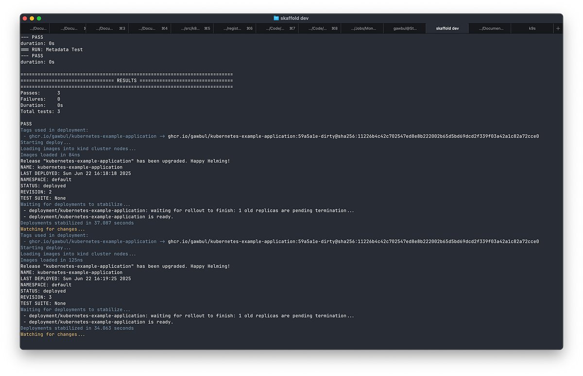 learnk8s's tweet card. Using Skaffold to make local Kubernetes development simpler and more scalable