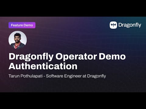 dragonflydbio's tweet card. Dragonfly Kubernetes Operator Demo - Authentication