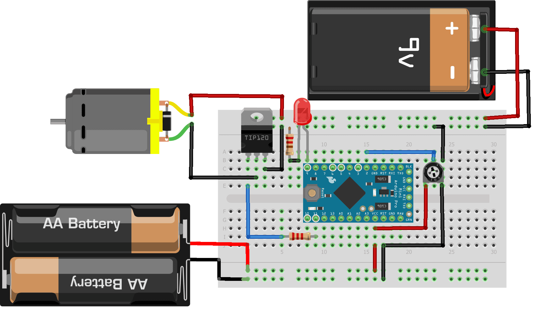 circuitbasics's tweet card. A guide to controlling DC motors with an Arduino. Includes an example project to control the speed of a DC motor with a potentiometer.