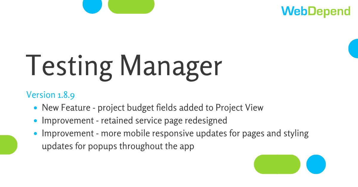 testing_manager's tweet card. Budget fields added to Project View - easily see how much budget remains.