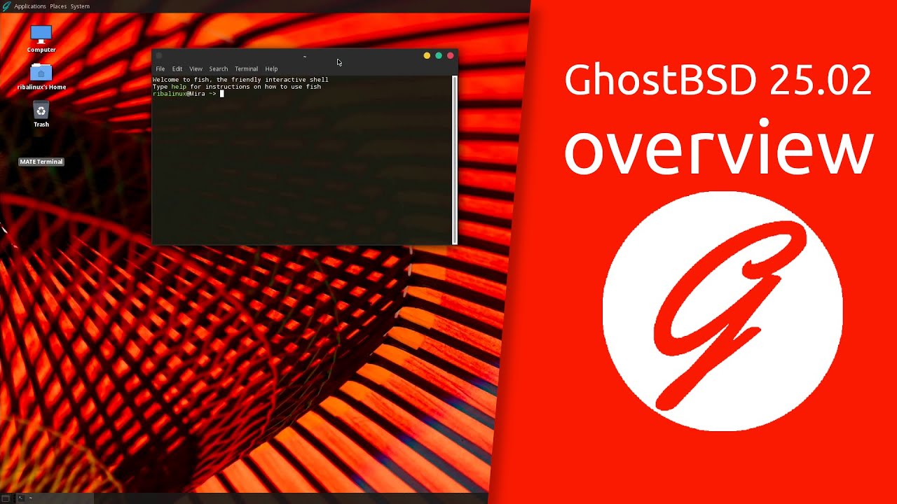 ribalinux's tweet card. GhostBSD 25.02 overview | A simple, elegant desktop BSD Operating...