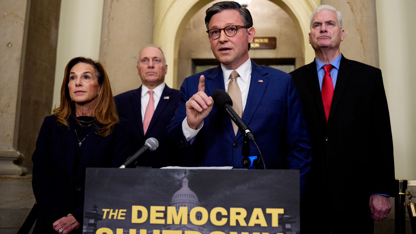 axios's tweet card. A fresh effort to claw back congressionally approved spending could threaten the little progress made toward reopening the government.