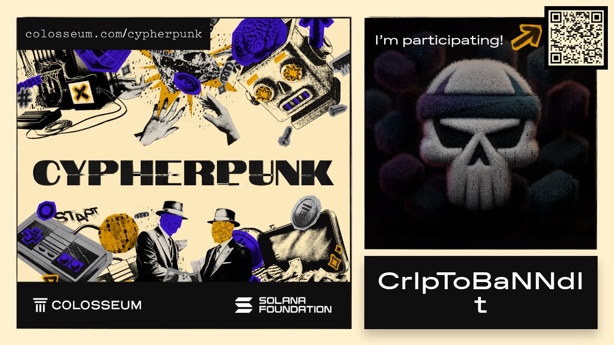 ACrypt0b's tweet card. I'm participating in the Cypherpunk Online Hackathon!