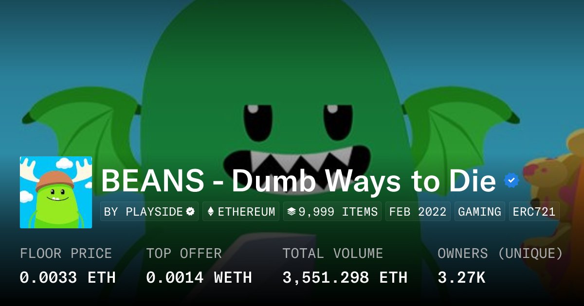 ExoViewer's tweet card. BEANS are one of a kind digital collectibles that live on the Ethereum blockchain. Each BEAN comes with special accessories, giving you access to exclusive members-only benefits in Bean Land, a fun...