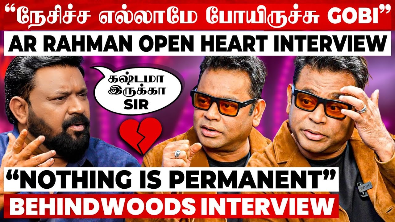 CineInsiders's tweet card. "நான் நேசிச்சது எதுவுமே இப்ப இல்ல Gobi"💔 AR Rahman's 1st Heart...