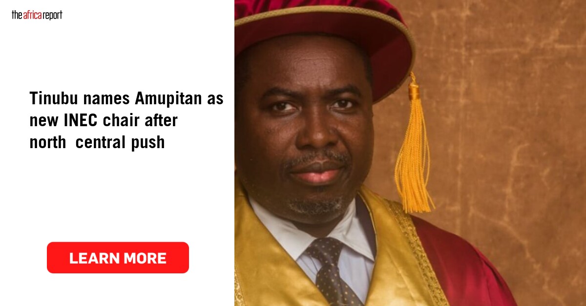 TheAfricaReport's tweet card. Tinubu names Amupitan as new INEC chair after north‑central push