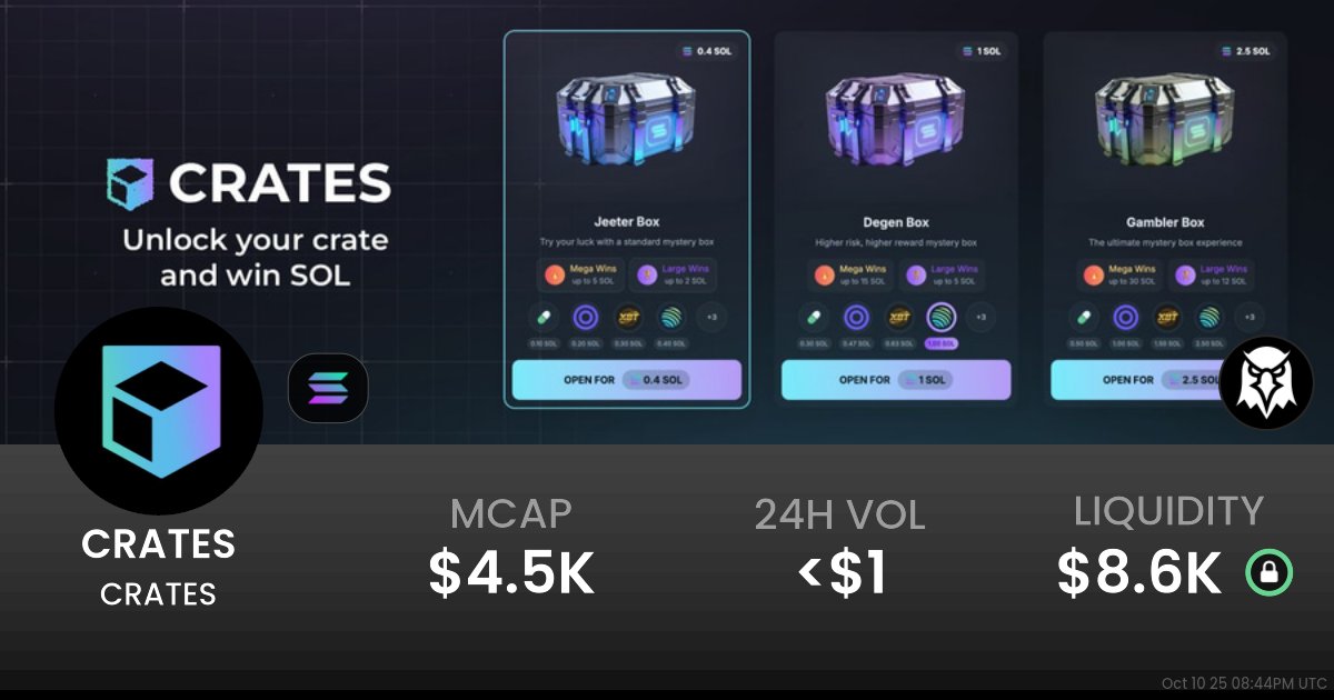 crates_wtf's tweet card. $0.000004537 CRATES (CRATES) realtime price charts, trading history and info - CRATES / SOL on Solana / PumpSwap