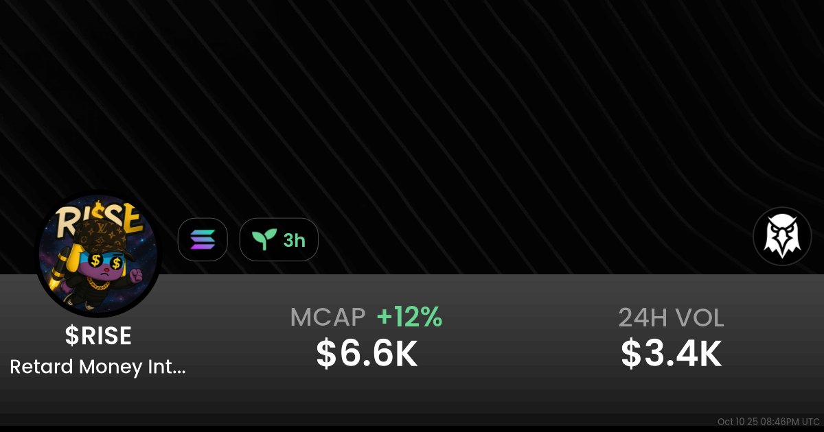Retardmoney_fr's tweet card. $0.000006609 Retard Money Into Freedom ($RISE) realtime price charts, trading history and info - $RISE / SOL on Solana / Pump.fun