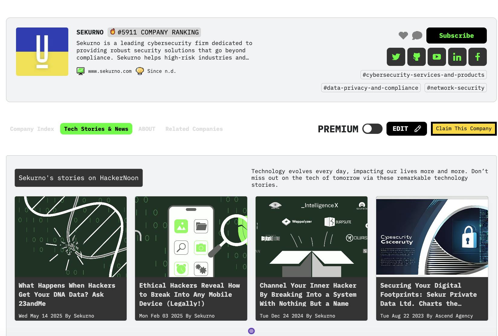hackernoon's tweet card. This week, we present HackerNoon business blogging partner Sekurno: A proactive cybersecurity consultancy that goes beyond the norm.