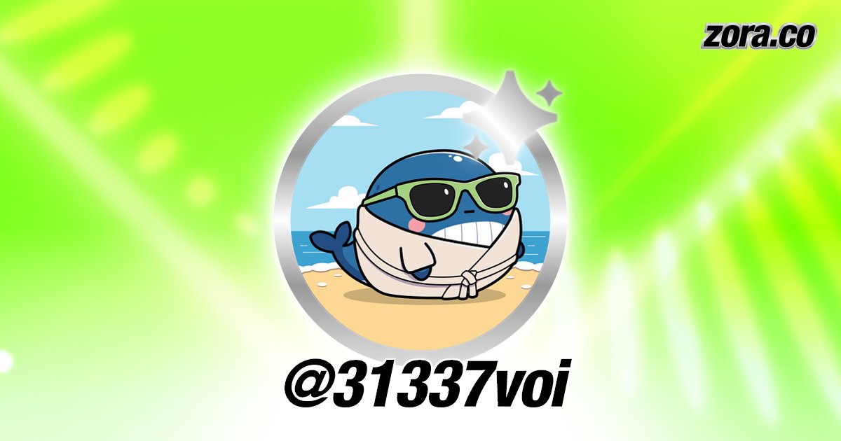AtomHeartAlgo's tweet card. 31337voi is on Zora.