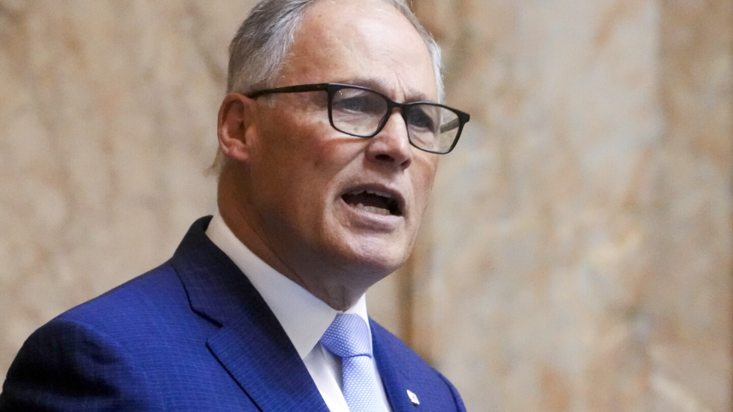 BalanceTaxCode's tweet card. Outgoing Washington Gov. Jay Inslee is proposing a novel tax on wealth above $100 million in hopes of plugging a budget shortfall and averting cuts to education, mental health services and police.