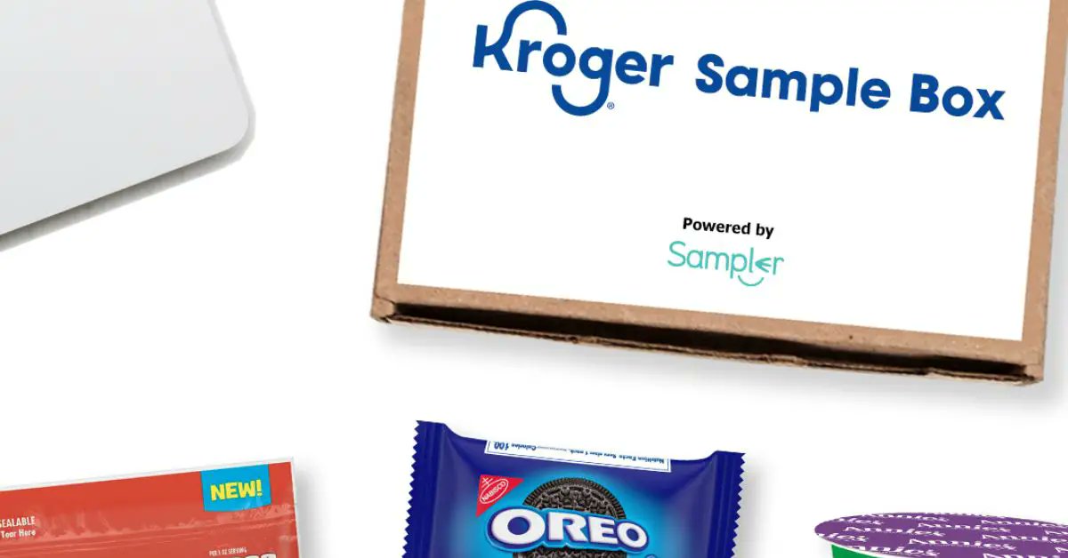 Getmefreesample's tweet card. Claim a free Kroger Sample Box filled with all kinds of products samples courtsey of Sampler and Kroger. New samples added each month!