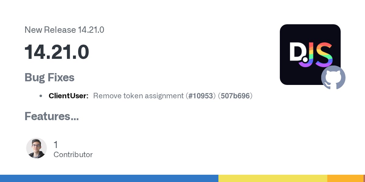 Gamesabanya's tweet card. Bug Fixes ClientUser: Remove token assignment (#10953) (507b696) Features GuildMember: Add avatarDecorationData (#10942) (15f7571) ClientApplication: Add approximateUserAuthorizationCount (#1093...