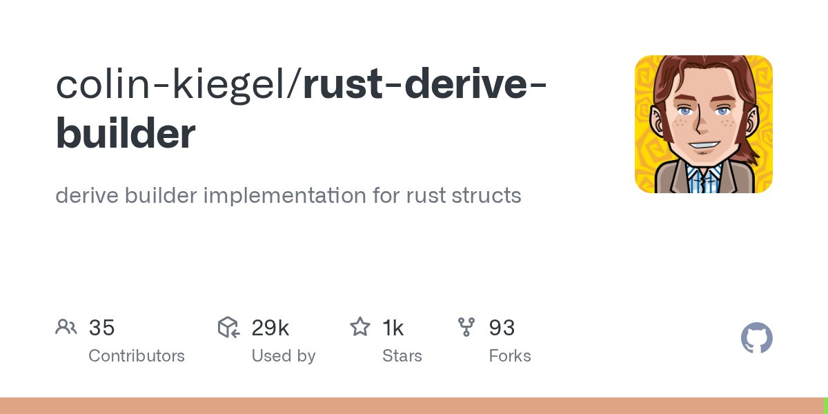 RustRepos's tweet card. derive builder implementation for rust structs. Contribute to colin-kiegel/rust-derive-builder development by creating an account on GitHub.