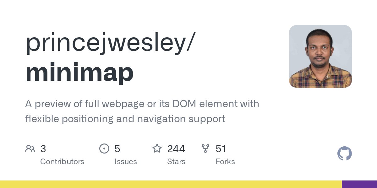 PrinceJWesley's tweet card. A preview of full webpage or its DOM element with flexible positioning and navigation support - princejwesley/minimap