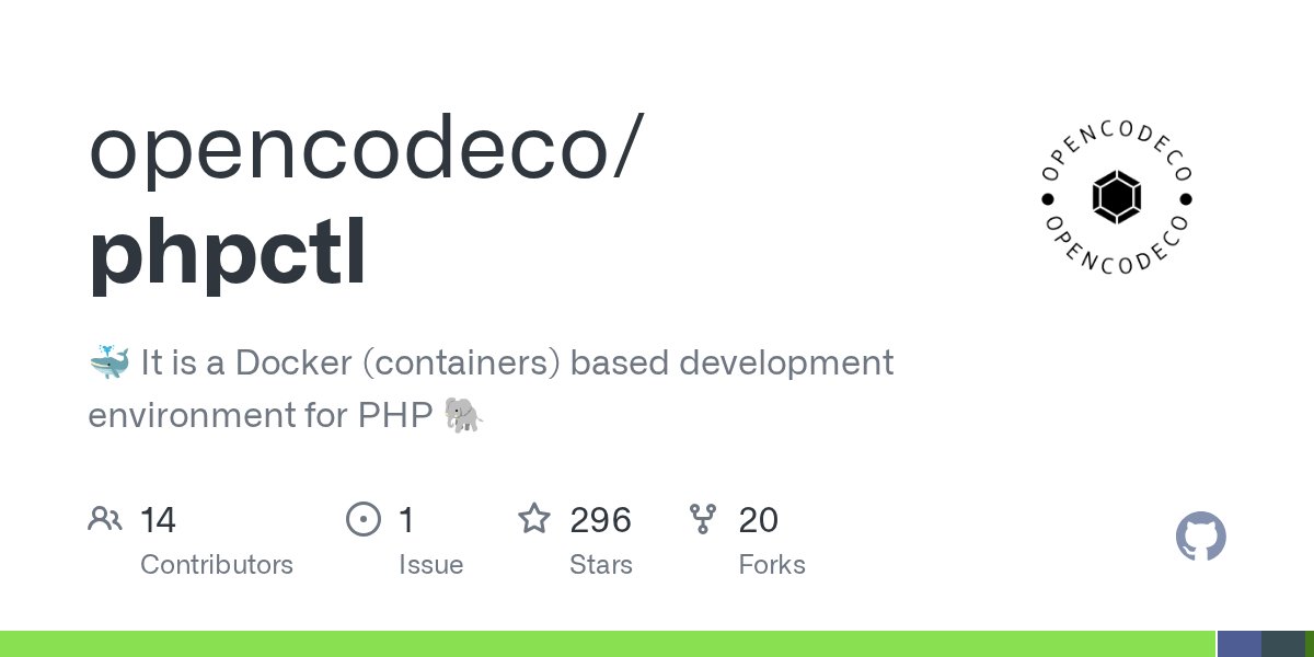 leocavalcante's tweet card. 🐳 It is a Docker (containers) based development environment for PHP 🐘 - opencodeco/phpctl