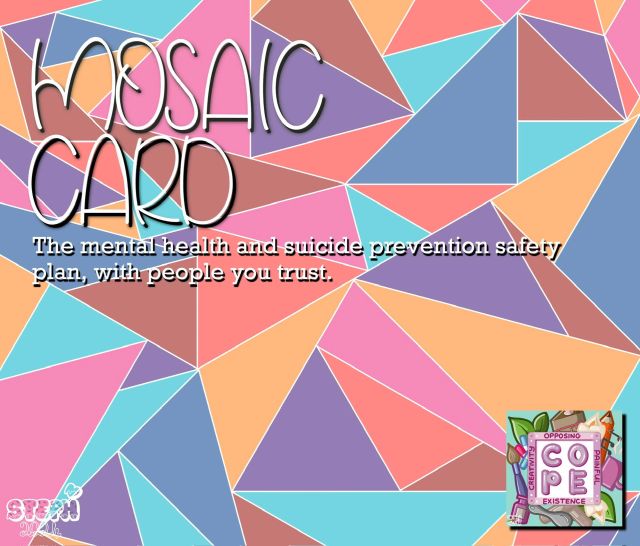 StephWrites40's tweet card. Welcome to the latest idea that forms part of the COPE Campaign (Creativity Opposing Painful Existence). MOSAIC stands for Mates Offering Support Anytime In Crisis, and it’s a simple personal…