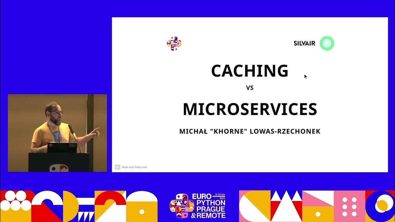 europython's tweet card. Caching in microservices — Michał Lowas-Rzechonek