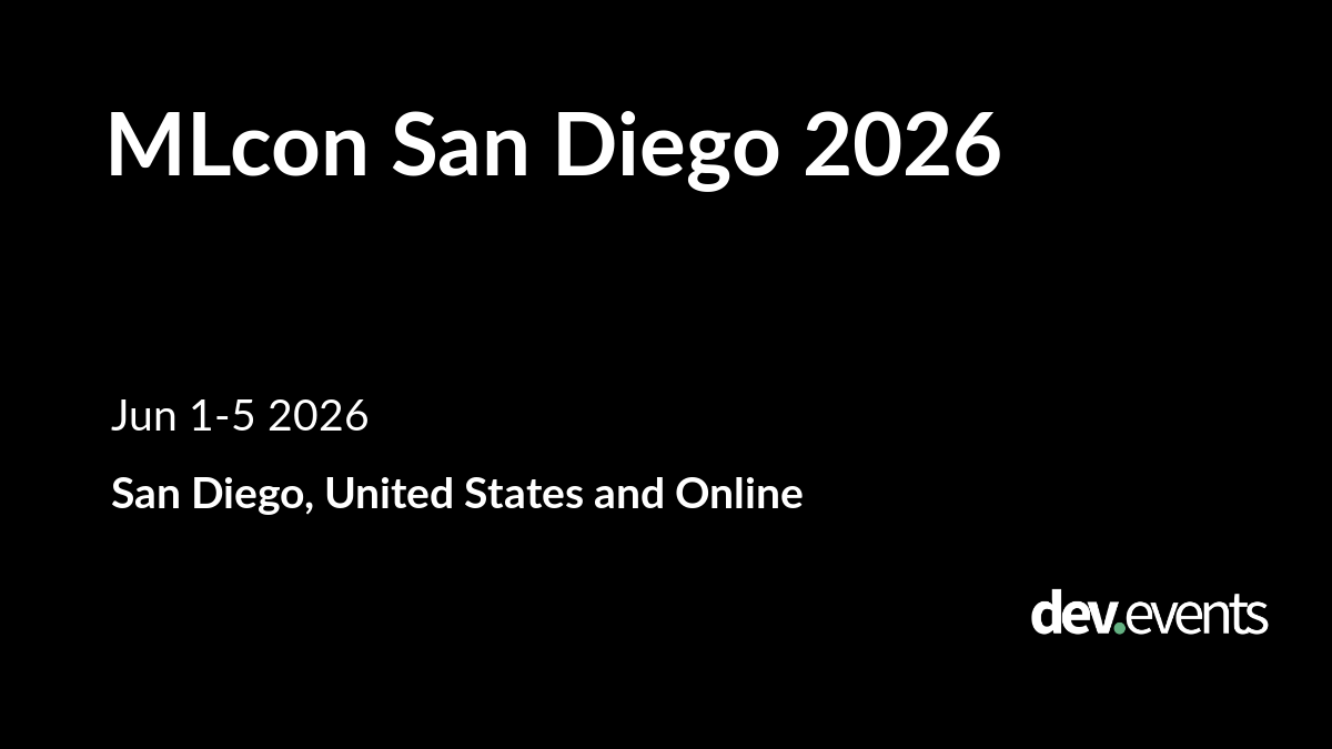 dev_events's tweet card. MLcon San Diego 2026