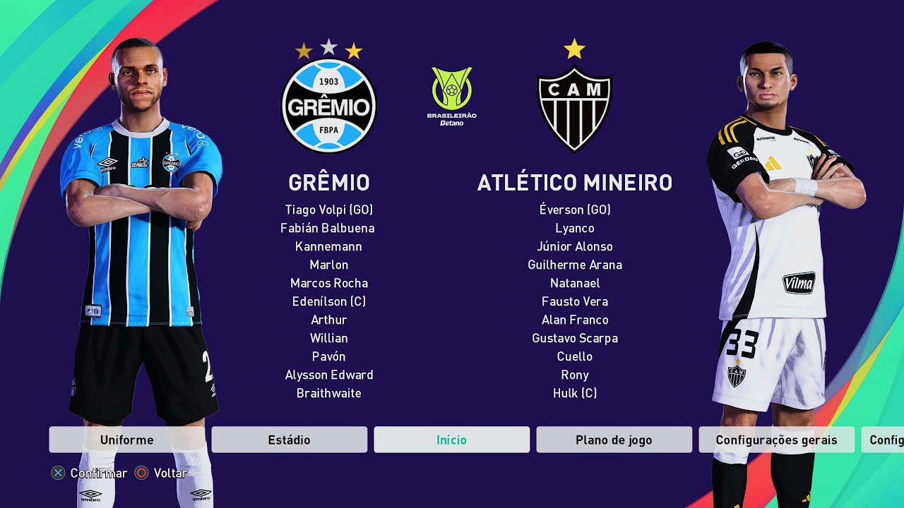 neokitmaker's tweet card. Grêmio x Atlético Mineiro - Brasileirão 2025 - 1ª Rodada - PES21 -...