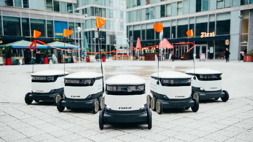 StarshipRobots's tweet card. Starship Technologies, one of the bigger names in the world of autonomous delivery robots -- those little caboose-like, boxy delivery vehicles that