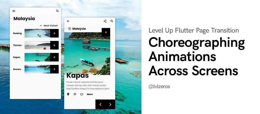 NzFlutter's tweet card. Spice up page transitions by chaining multiple core components together in Flutter!