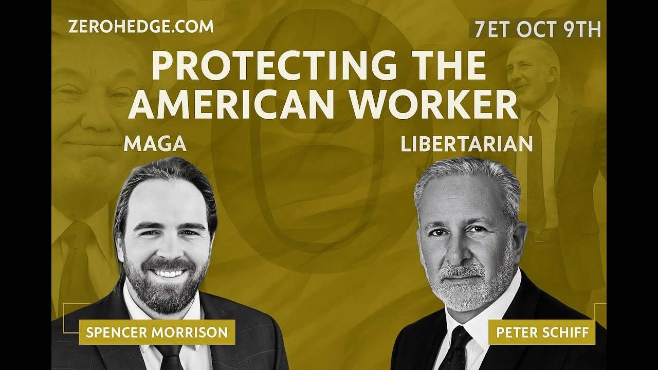 vasumogan's tweet card. MAGA vs Libertarian: Protecting American Labor | Peter Schiff v...