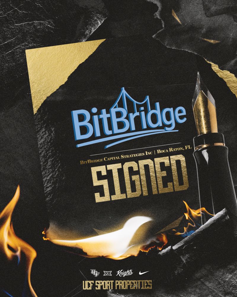 BitBridgeBTC's tweet card. We are excited to officially welcome BitBridge Capital Strategies Inc as a Proud Partner of UCF Athletics!  BitBridge blends stocks and Bitcoin, offering volatility-free liquidity and global soluti...