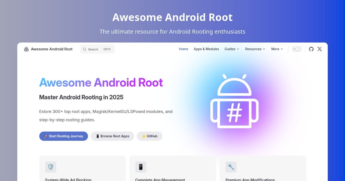 awsm_and_root's tweet card. Download top Android root apps, Magisk, KernelSU & LSPosed (Xposed) modules. Ultimate collection of 400+ curated root applications for system optimization & customization.