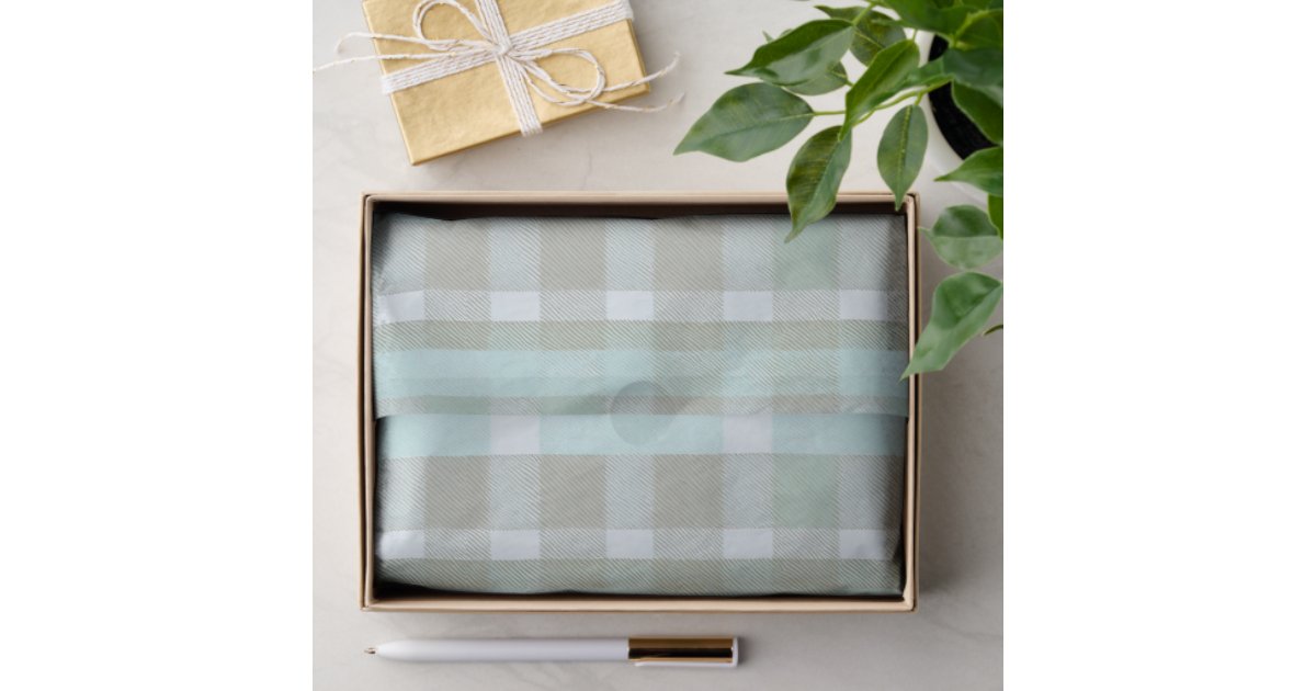 ArrayStores's tweet card. Capture the serene beauty of the coast with this charming tartan pattern in soothing shades of teal, white, and beige. The soft color palette adds a fun and beachy feeling to this tissue paper...
