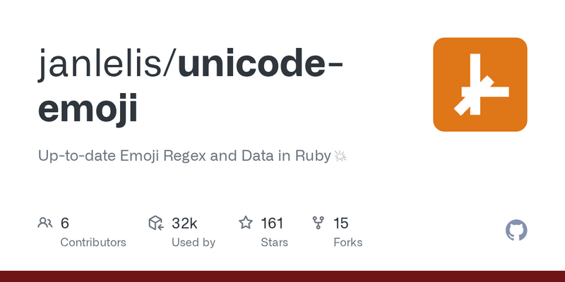 RubyOnRailsBa's tweet card. Provides various sophisticated regular expressions to work with Emoji in strings, incorporating the latest Unicode / Emoji standards. Additiona...