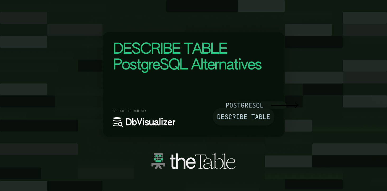 dbvisualizer's tweet card. Let's explore how to describe a table in PostgreSQL through different examples and find out which one is the best in this comprehensive guide. Read and learn!