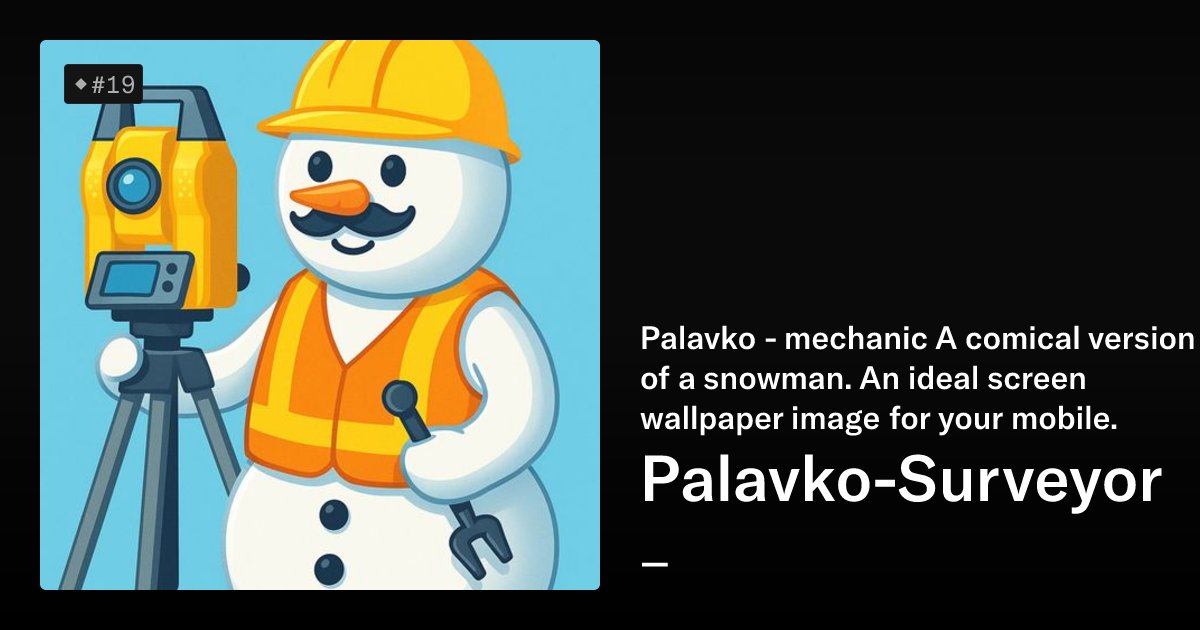 Alpinec's tweet card. Palavko - mechanic A comical version of a snowman. An ideal screen wallpaper image for your mobile.