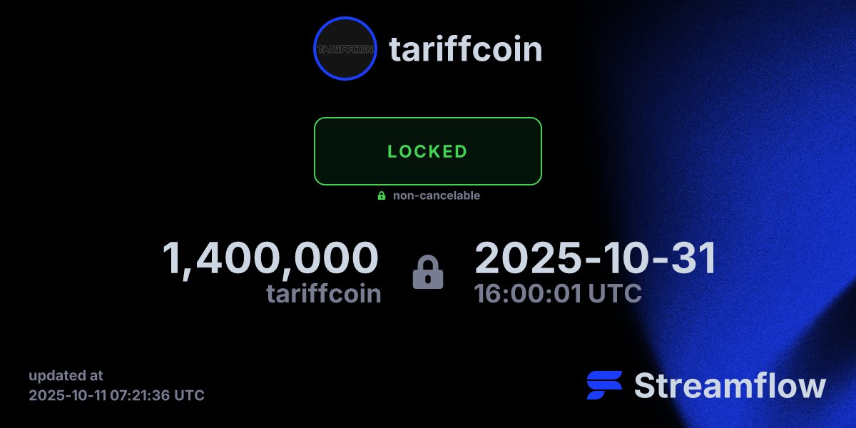 tariffcoinsol_'s tweet card. Streamflow is the leading multi-chain asset streaming protocol specializing in token vesting, streaming payments and treasury management solutions.