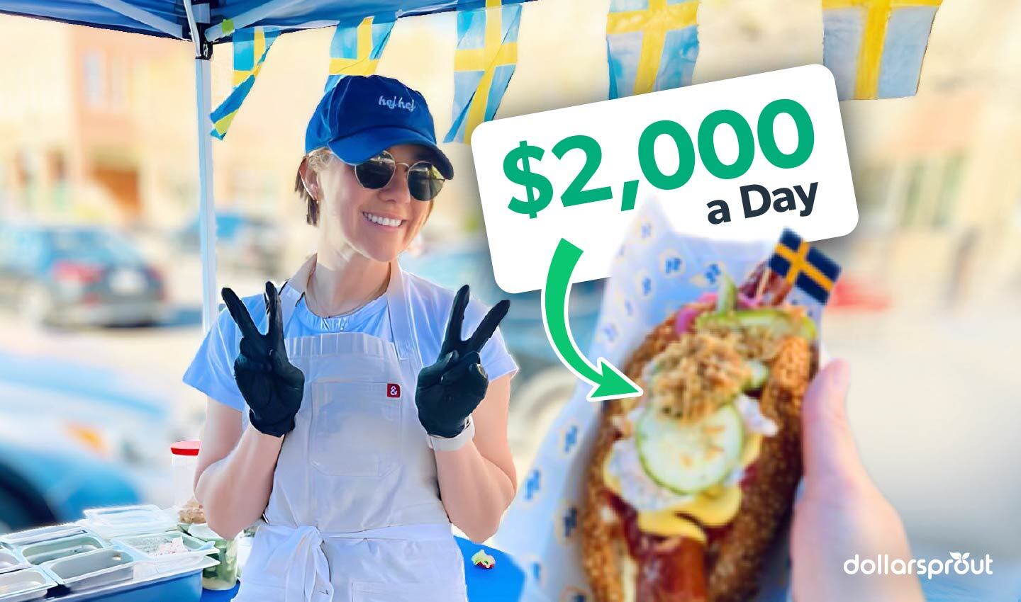 DollarSprout's tweet card. She left her tech job to start a Swedish hot dog pop-up — now she grosses $2,000 per event. See how Chef Hej Hej grew from side hustle to full-time gig, and get tips for starting your own food pop-up.