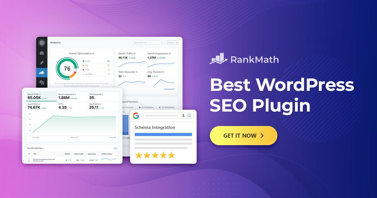blogrecode's tweet card. Rank Math WordPress SEO plugin will help you rank higher in search engines. DOWNLOAD for FREE this plugin today to optimize your WordPress website for higher rankings and more traffic.