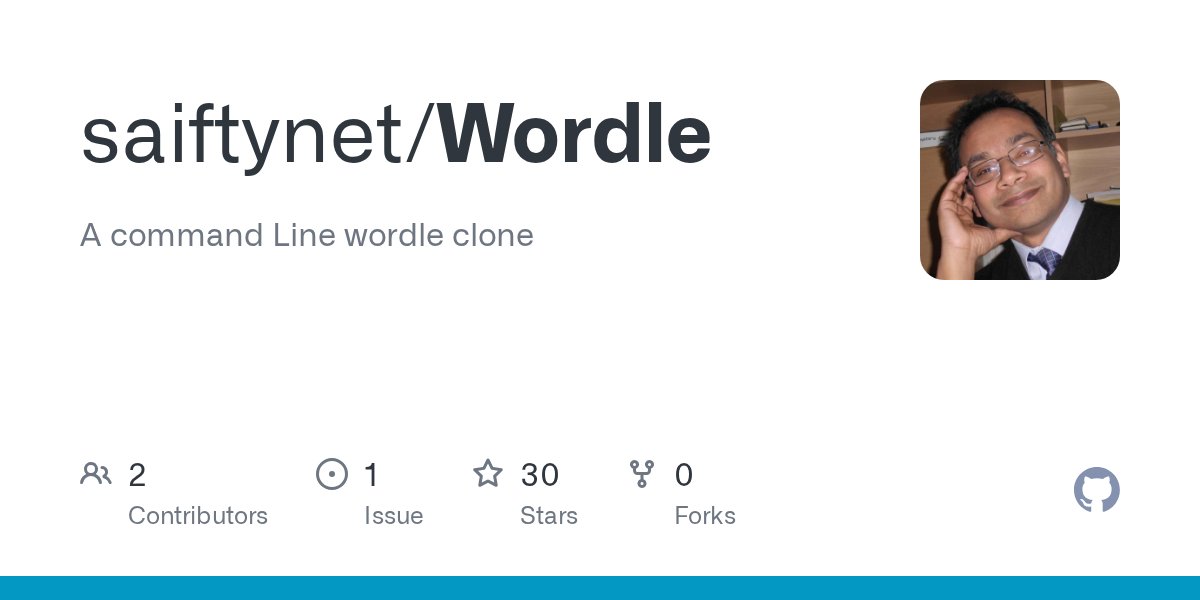 metacpan's tweet card. A command Line wordle clone. Contribute to saiftynet/Wordle development by creating an account on GitHub.